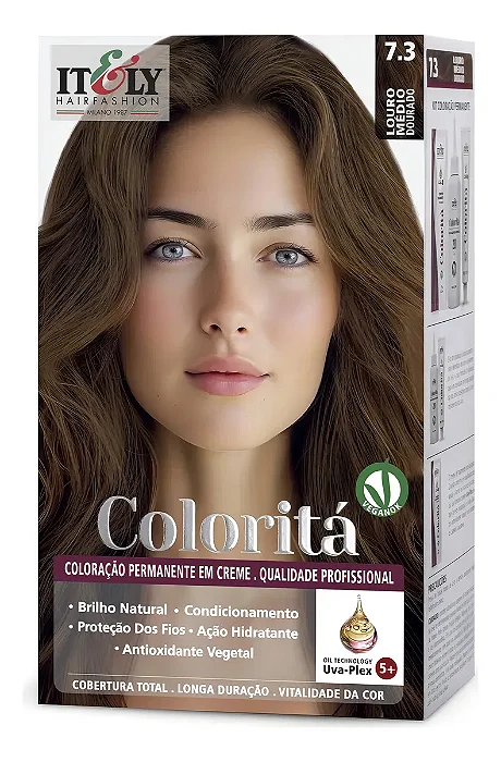Itely Coloração Profissional Permanente Coloritá 7.3 Louro Médio Dourado