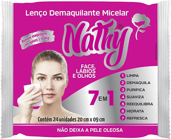 Lenço Umedecido Demaquilante Nathy 24UN 7em1