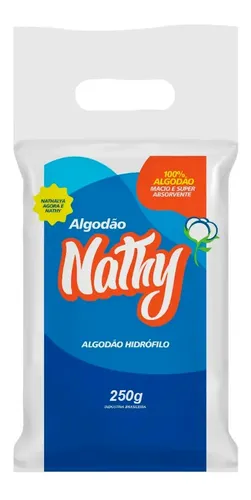Algodão Hidrófilo Rolo Nathy 250g 100% Algodão Cilíndrico
