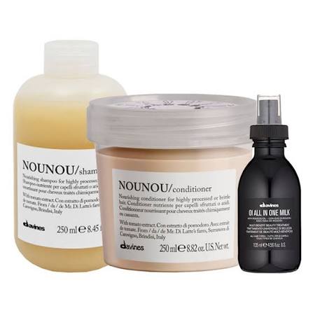 Kit Davines NouNou Shampoo 250mL + Condicionador 250mL + Ol Milk Oleo 135mL