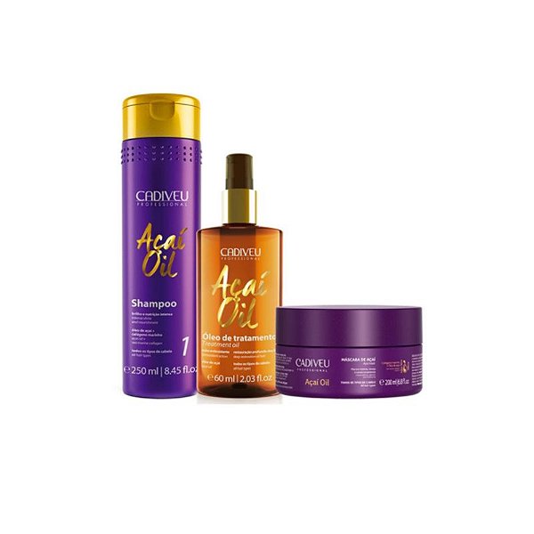 Cadiveu Kit Açaí Oil 3 produtos (shampoo+óleo+máscara)