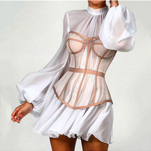 Dueto Vestido + corset - Branco