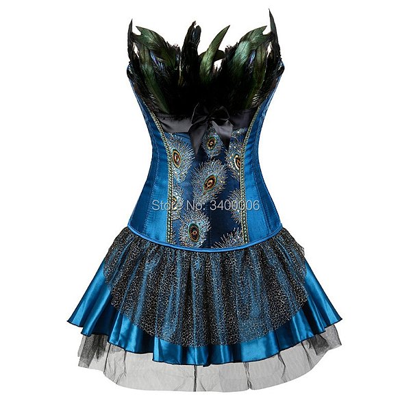 Fantasia Dueto Corselet com Saia - Pavão Azul