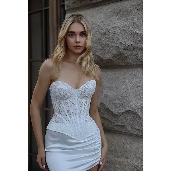Corselet Renda transparência - Branco