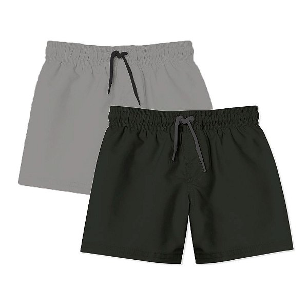 Kit 2 Shorts Masculino Liso Try Basics - Cinza e Preto