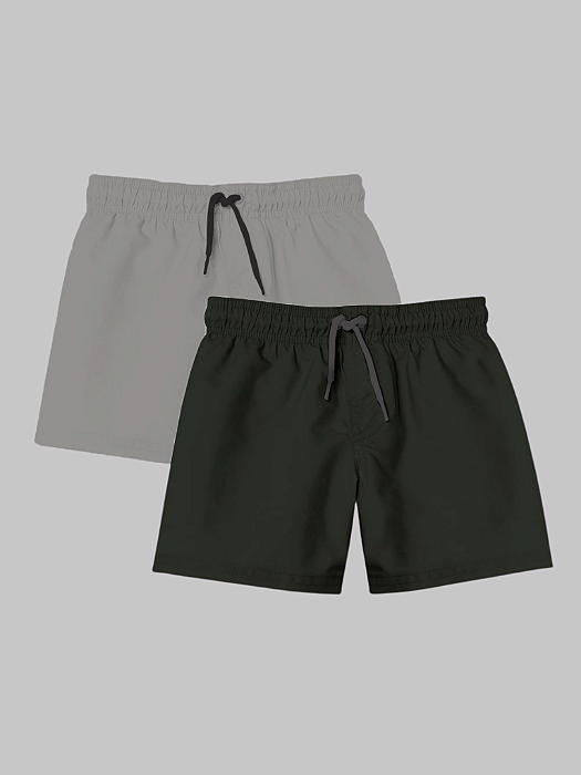 Kit 2 Shorts Masculino Liso Try Basics - Cinza e Preto
