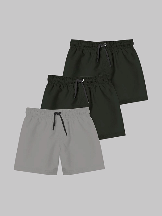 Kit 3 Shorts Masculino Liso Try Basics - 2 Preto e 1 Cinza