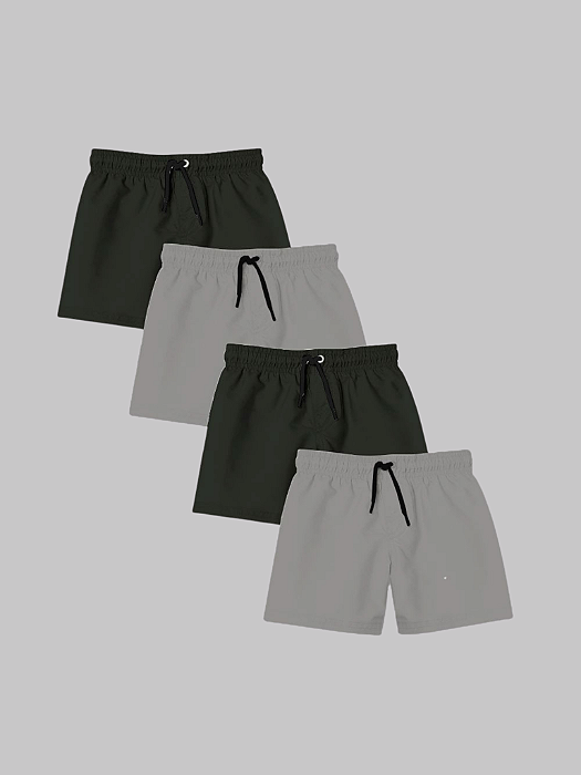 Kit 4 Shorts Masculino Liso Try Basics - 2 Cinza e 2 Preto