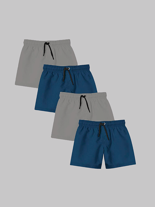 Kit 4 Shorts Masculino Liso Try Basics - 2 Cinza e 2 Azul