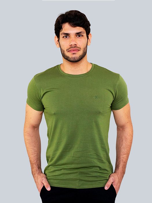 Camiseta Pima Cotton Gideon Verde Oliva Try Basics O melhor da moda basica