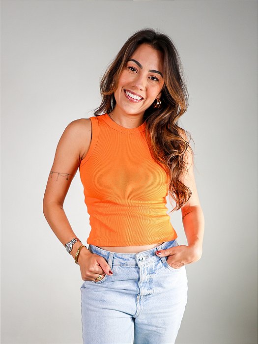 Regata Básica Feminina Canelada Trybasics I Laranja