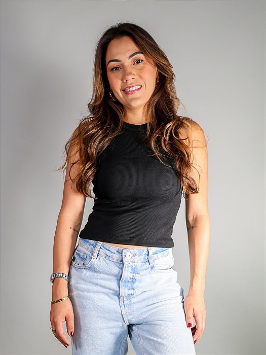 Regata Básica Feminina Canelada Trybasics I Preta