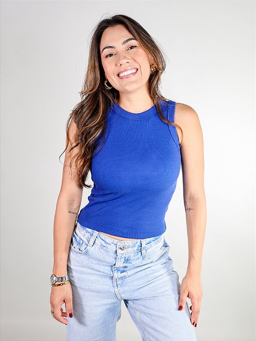 Regata Básica Feminina Canelada Trybasics I Azul Royal