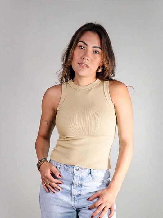 Regata Básica Feminina Canelada Trybasics I Creme