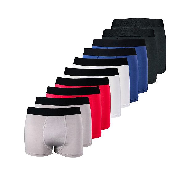 Promoção 10 Cuecas Boxer Básica de Microfibra - Sortidas