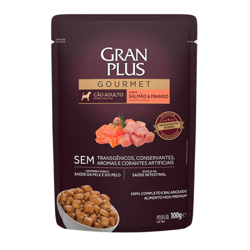 Sachê Gran Plus Gourmet Salmão e Frango Cão