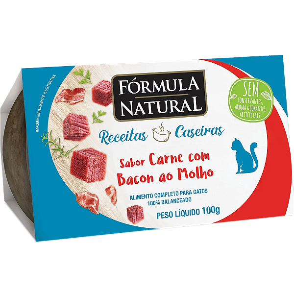 Ração Úmida Fórmula Natural Receitas Caseiras Gatos Adultos Carne Com Bacon Ao Molho