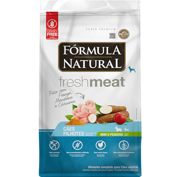 Ração Fórmula Natural Fresh Meat Filhote Pequeno – Frango, Mandioca e Cúrcuma