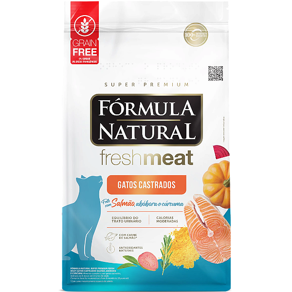 Ração Fórmula Natural Fresh Meat Gatos Castrados Salmão, Abóbora e Cúrcuma