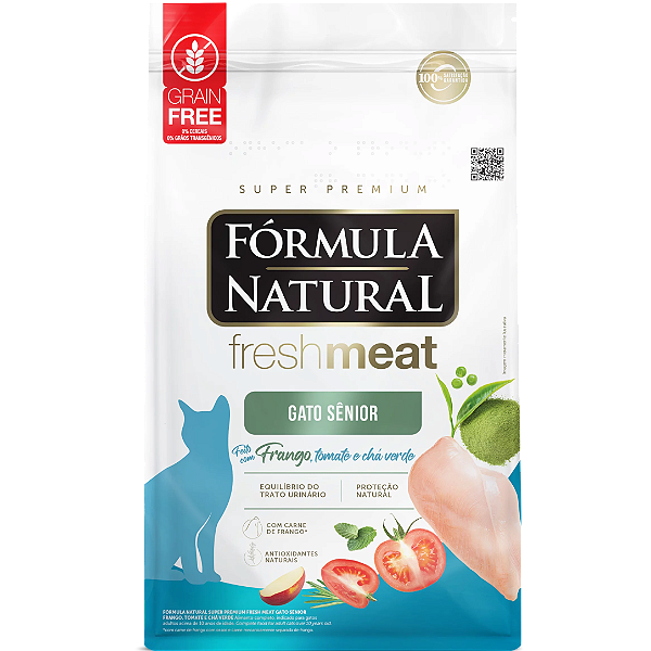 Ração Fórmula Natural Fresh Meat Gato Sênior Frango, Tomate e Chá Verde