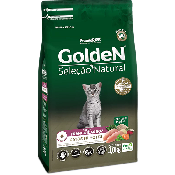 Ração Golden Seleção Natural Gato Filhote Frango e Arroz