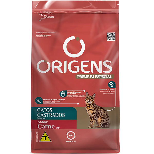 Ração Origens Gato Castrado Carne