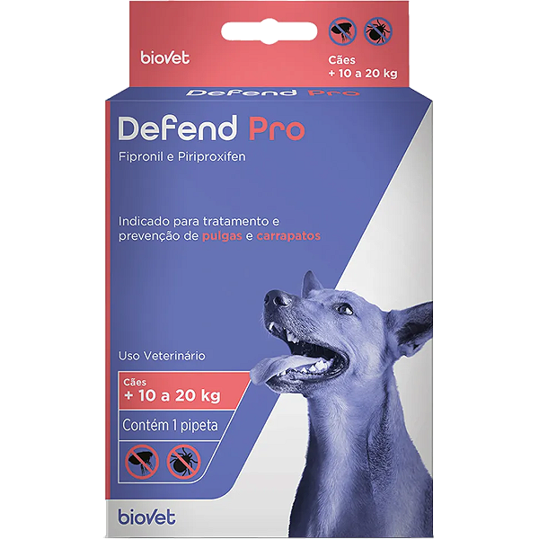 ANTIPULGAS E CARRAPATOS DEFEND PRO PARA CÃES DE 10 A 20kg
