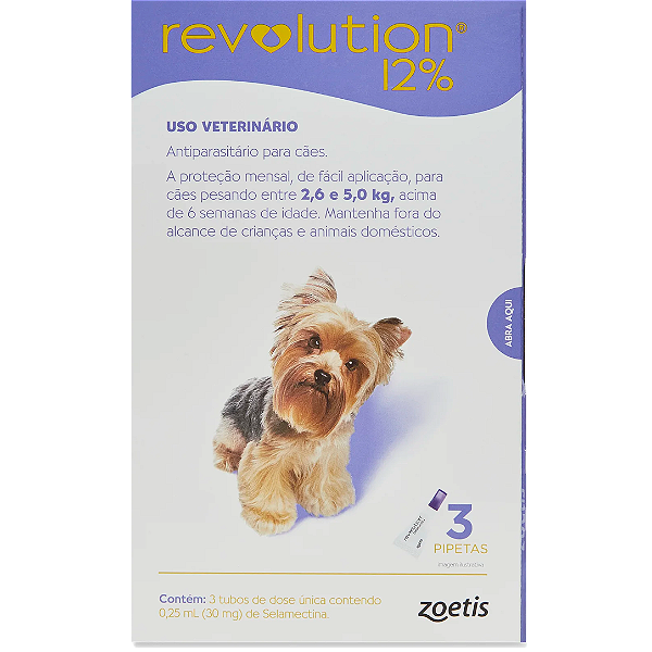 Antipulgas e Carrapatos REVOLUTION 30 mg para cães de  2,6 a 5kg