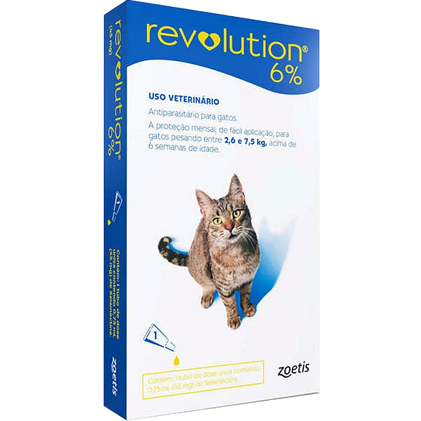 Antipulgas e Carrapatos REVOLUTION Gatos 45mg de  2,6 A 7,5KG