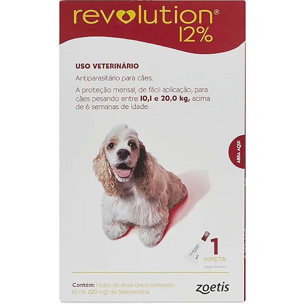 Antipulgas e Carrapatos REVOLUTION 120mg para cães de 10 a 20kg