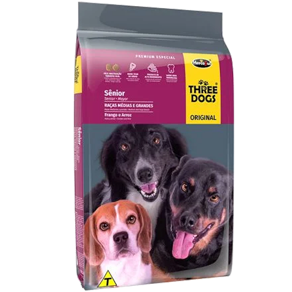 Ração Three Dogs Original Cães Sênior 7+ Médias e Grandes
