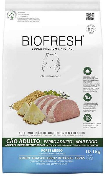 Ração Seca Biofresh Lombo e Abacaxi para Cães Porte Médio