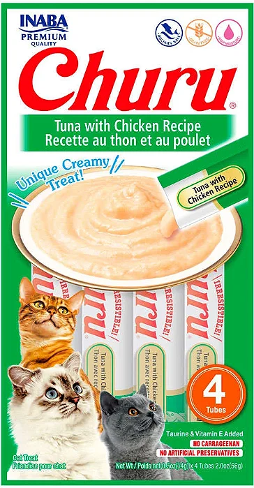 Churu Atum e Galinha Petisco Cremoso para Gatos