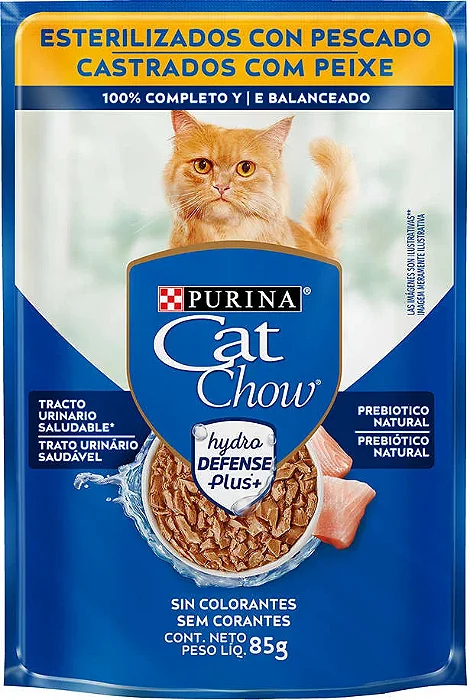 Cat Chow Sache Castrados Peixe 85gr - Caixa 15 Unid