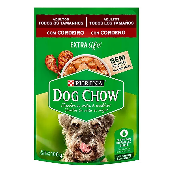 Dog Chow Extra Life Cordeiro 100g Sache Cx 15 Unid