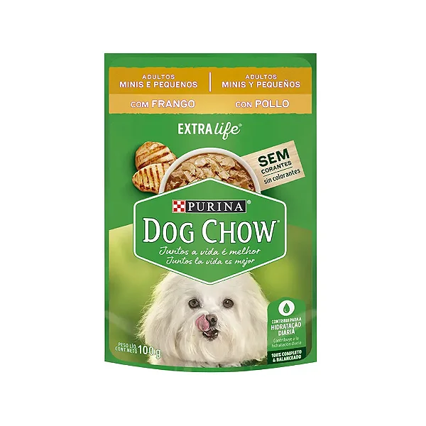 Dog Chow Extra Life Frango 100g para Cães Cx 15 Unid