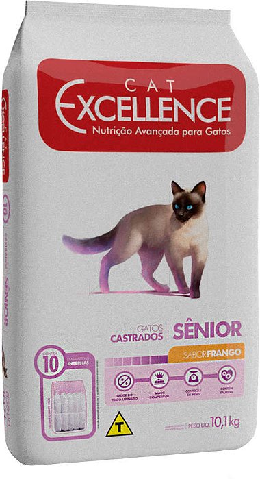 Ração Seca Cat Excellence Frango para Gatos Sênior Castrados