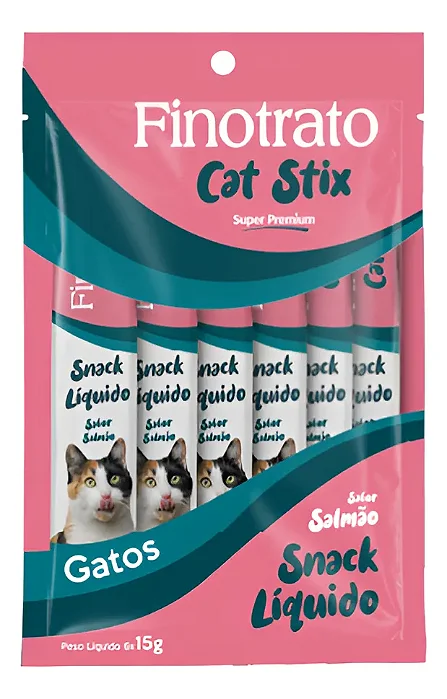 Petisco Finotrato Cat Stix para Gatos Sabor Salmão 6x15g