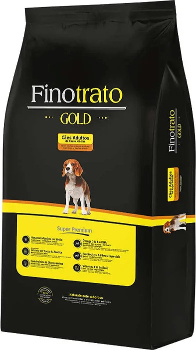 Ração Seca Finotrato Gold Super Premium para Cães Adultos Raças Médias 15kg