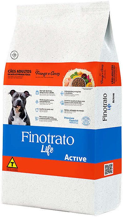 Ração Seca Finotrato Life Active Frango e Arroz para Cães Adultos 15kg