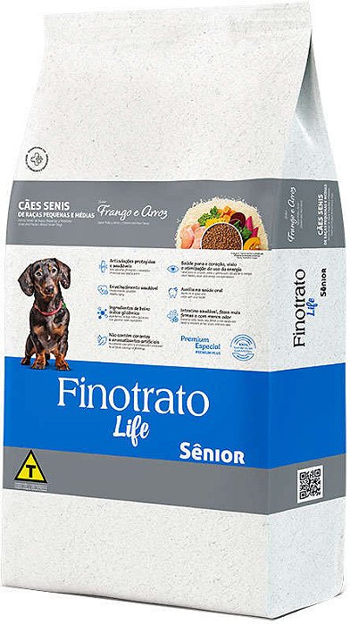 Ração Seca Finotrato Life Sênior Frango e Arroz para Cães Senis Raças Pequenas e Médias 10kg