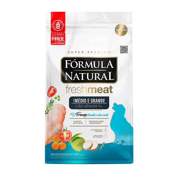 Ração Fórmula Natural Fresh Meat Cães Sênior Médio e Grande Frango 12kg