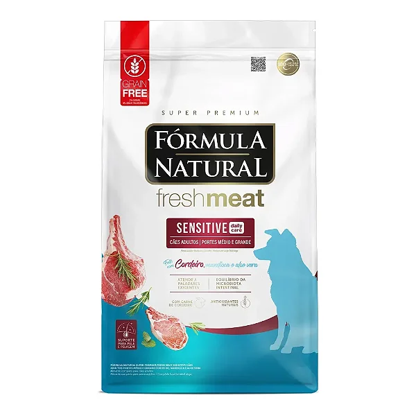 Ração Fórmula Natural Fresh Meat Sensitive Cães Adultos Portes Médio e Grande 12 kg