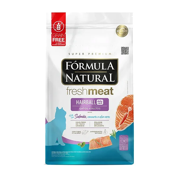 Ração Fórmula Natural Fresh Meat Hairball Gatos Adultos Salmão com Cenoura 7 kg