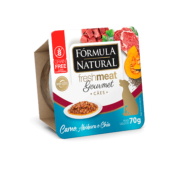 Ração Úmida Fórmula Natural Fresh Meat Gourmet Cães Adultos Carne, Abóbora e Chia 70 g