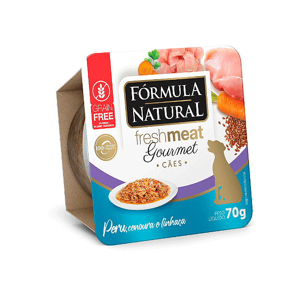 Ração Úmida Fórmula Natural Fresh Meat Gourmet Cães Adultos Peru, Cenoura e Linhaça 70 g