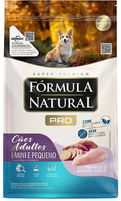 Ração Seca Fórmula Natural Pró para Cães Adultos Raças Minis e Pequenas Sabor Frango e Batata Doce