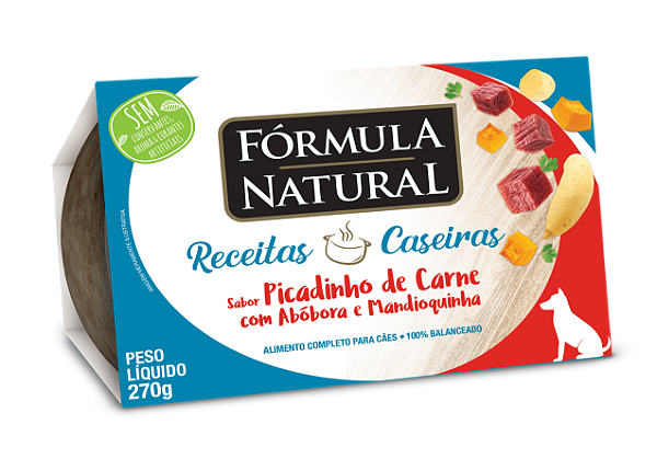 Fórmula Natural Receitas Caseiras Cães Adultos Picadinho de Carne com Abóbora e Mandioquinha 270g