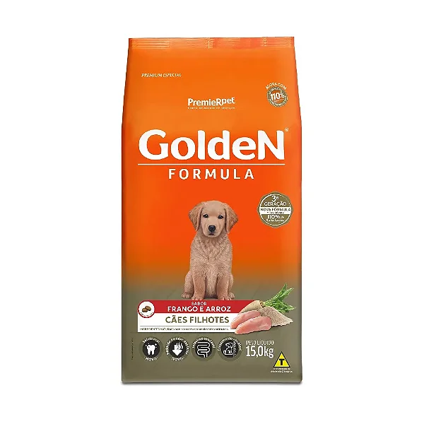 Ração Golden Fórmula Cães Filhotes Frango e Arroz 15 kg