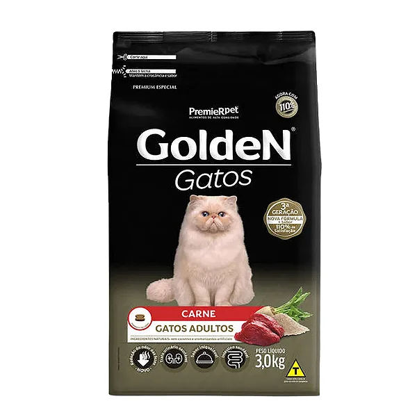Ração Golden Gatos Adultos Carne